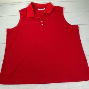 LINKS TECH TECHNO DRY Red Golf Shirt Sleeveless